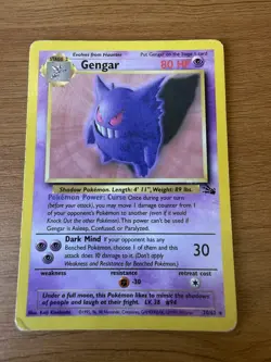 Pokemon Gengar 20/62 Rare Fossil Non-Holo Card 1999 WOTC - Image 1