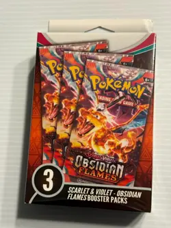 Pokemon Scarlet & Violet OBSIDIAN FLAMES 3 Booster Pack HANGER 2025 New & Sealed - Image 1