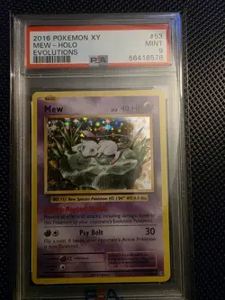 Pokemon XY Evolutions 2016 Holo Rare Mew Card 53/108 PSA 9 Mint - Image 1