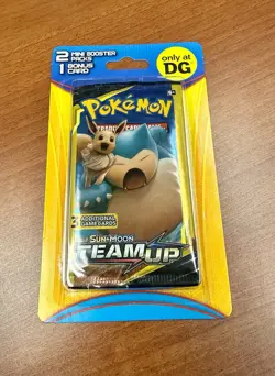 Pokemon Team Up Dollar General 2 Mini Booster Packs + Bonus Card NEW! - Image 1