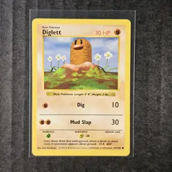 Diglett, Shadowless, Base Set, 47/102, LP, Pokemon, WOTC 1999, (2/6) - Image 1