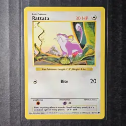 Rattata, Shadowless, Base Set, 61/102, LP, Pokemon, WOTC 1999, (3/4) - Image 1