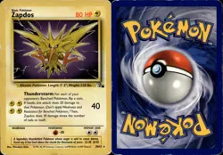 ZAPDOS 30/62 RARE FOSSIL POKEMON UNLIMITED HP - Image 1
