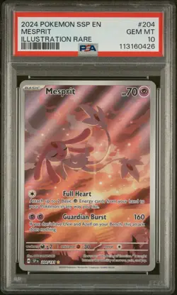 2024 POKEMON SSP EN-SURGING SPARKS ILLUSTRATION RARE #204 MESPRIT PSA 10 - Image 1