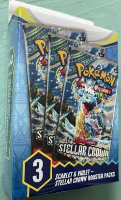 POKEMON TCG SCARLET & VIOLET STELLAR CROWN BOOSTER BUNDLE with 3 Booster Packs - Image 1