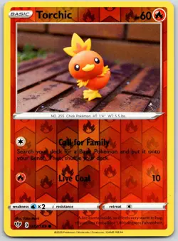 POKEMON DARKNESS ABLAZE TORCHIC 022/189 COMMON REVERSE HOLO LP - Image 1