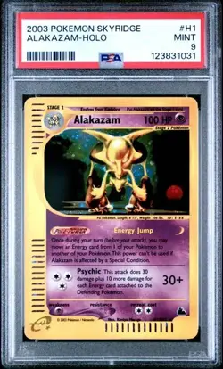 2003 POKEMON SKYRIDGE #H1 ALAKAZAM-HOLO PSA 9 NEW CERT - Image 1
