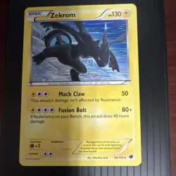 Pokemon Zekrom Plasma Freeze Holo Rare 39/116 Basic HP130 Fusion Bolt Mach Claw - Image 1