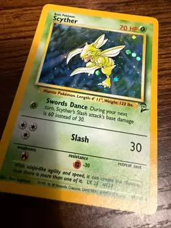 Pokemon TCG Scyther, 2nd Edition 17/130, 2000; Holographic, Vintage, Near Mint - Image 1