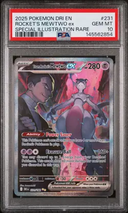 2025 POKEMON DRI EN-DESTINED RIVALS #231 TEAM ROCKET'S MEWTWO EX PSA 10 - Image 1