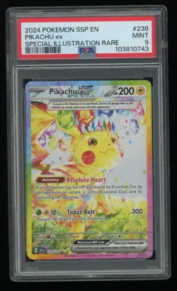 2024 Pokemon Surging Sparks Pikachu ex 238 Special Illustration Rare PSA 9 - Image 1