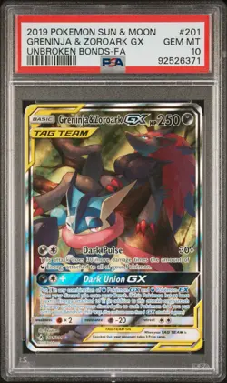 PSA 10 GRENINJA & ZOROARK 201/214 | Tag Team Alt Art Pokemon Card HK - Image 1