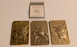 Pokemon Pikachu x2 & Poliwhirl 23K Gold-Plated Trading Card - Burger King 1999 - Image 1