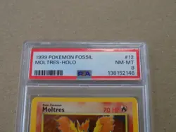 1999 Pokemon Fossil Moltres Holo Card #12 PSA 8 - Image 3