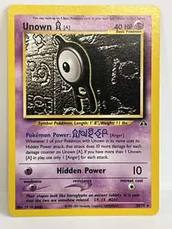 Vintage 2001 Pokemon TCG Neo Discovery UNOWN [A] NON-HOLO Rare 33/75 NM-LP/Unltd - Image 1