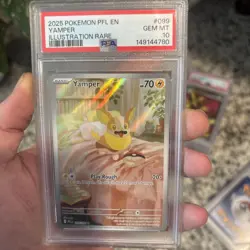 2025 POKEMON PFL EN-PHANTASMAL FLAMES #099 YAMPER ILLUSTRATION RARE PSA 10 - Image 1