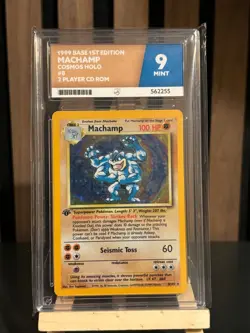 1999 POKEMON 2-PLAYER CD-ROM STARTER SET 1ST ED COSMOS FOIL MACHAMP-HOLO ACE 9 - Image 1