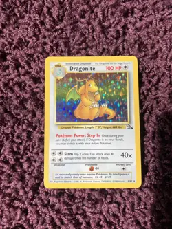 HOLO DRAGONITE Unlimited Fossil Set 4/62 Pokemon Card WOTC 1999. Good Condition. - Image 1
