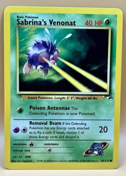 Sabrina’s Venonat 96/132 – Gym Heroes (Unlimited) - NM - WOTC 2000 Pokemon TCG - Image 1