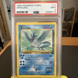 1999 FOSSIL POKEMON ARTICUNO RARE 17/62 WOTC GRADED NON-HOLO PSA 9 - Image 1