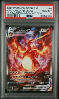 2022 POKEMON SWSH BLACK STAR PROMO #261 FULL ART/CHARIZARD VMAX PSA 10 - Image 1