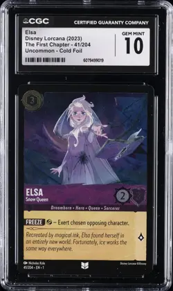 2023 DISNEY LORCANA THE FIRST CHAPTER FOIL #41/204 ELSA CGC 10 GEM MINT - Image 1