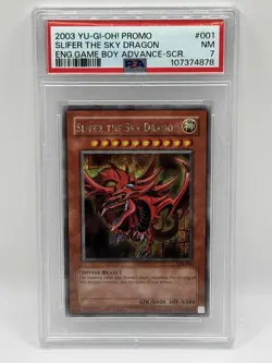 2003 Yu-Gi-Oh GBI-001 Slifer the Sky Dragon Secret Rare Holo Card PSA 7 NM - Image 1