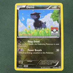 1st PLACE Deino 97/113 Legendary Treasures League Prize Stamp Promo Pokemon Card - Image 1