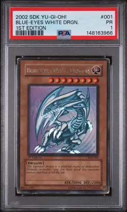 Konami Yu-Gi-Oh! TCG Blue-Eyes White Dragon SDK-001 1st Edition PSA 1 Ultra Rare - Image 1