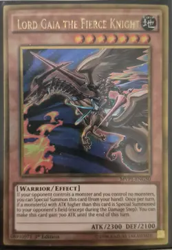 YuGiOh Lord Gaia the Fierce Knight Gold Rare 1st Edition MVP1-ENG50 - Image 1