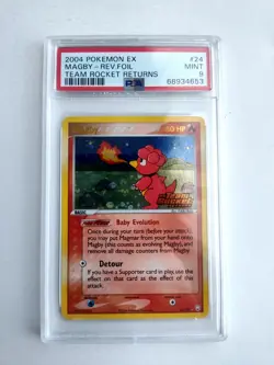2004 POKEMON EX Team Rocket Returns HOLO MAGBY #24 - PSA 9 Mint - Image 1