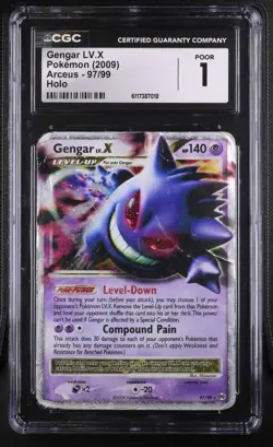 Pokemon Card CGC 1 Gengar Lv.X Platinum Arceus 97/99 - Image 1