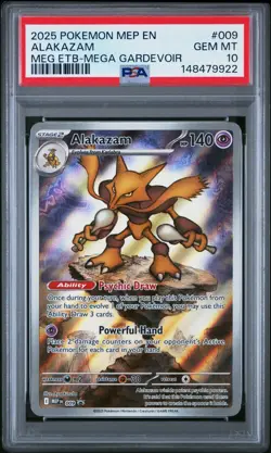 2025 POKEMON MEP EN-ME BLACK STAR PROMO #009 ALAKAZAM PSA 10 - Image 1