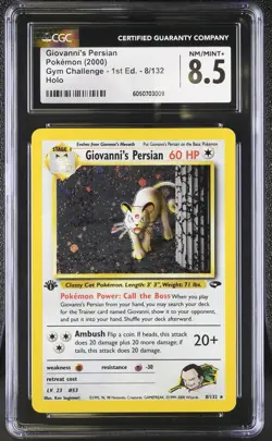 CGC 8.5 Giovanni's Persian 8/132 Gym Challenge 1st Edition Holo Rare Pokemon TCG - Image 1