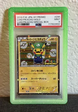 2016 POKEMON JPN XY PROMO LUIGI PIKACHU 295/XY-P PSA 9 - Image 1