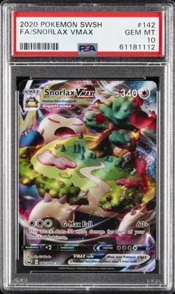 2020 POKEMON SWORD & SHIELD #142 FULL ART/SNORLAX VMAX PSA 10 - Image 1