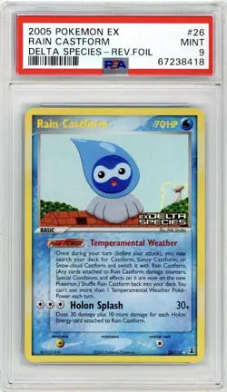 PSA 9 MINT Rain Castform Reverse Holo EX Delta Species #26 Pokemon Card - Image 1