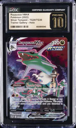 2022 POKEMON SWORD & SHIELD SILVER TEMPEST FULL ART/RAYQUAZA VMAX CGC 10 PERFECT - Image 1