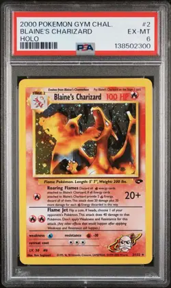 Pokemon TCG Blaine’s Charizard 2/132 Holo Gym Challenge PSA 6 - Possible Regrade - Image 1