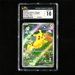 CGC 10 GEM MINT 2025 Pokemon CHN Pikachu 08/09 Art Rare (1) - Image 2
