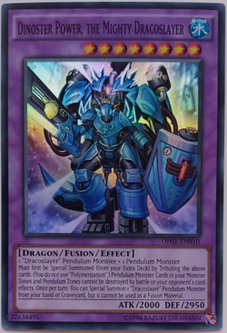 Dinoster Power, The Mighty Dracoslayer OP01-EN010 Super Rare YuGiOh Card - Image 1