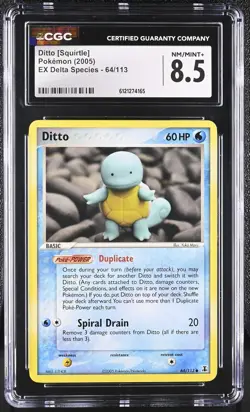 CGC 8.5 Ditto [Squirtle] 2005 EX Delta Species 64/113 Pokemon Card - Image 1