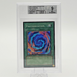 BGS 9 MINT Polymerization LOB-059 Super Rare 1st Edition Yugioh Graded Card - Image 1