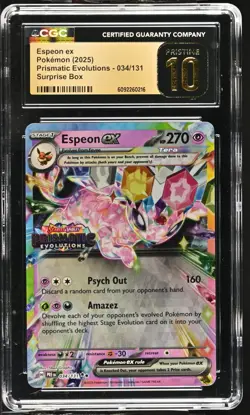 (CGC 10 Pristine) Pokemon Card - 2025 Espeon ex 034/131 Surprise Box Stamp - Image 1