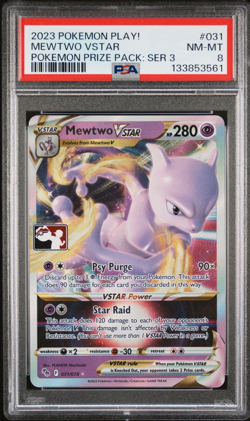2023 Pokemon Play Mewtwo VSTAR #031 Prize Pack Series 3 PSA 8 NM-MT - Image 1