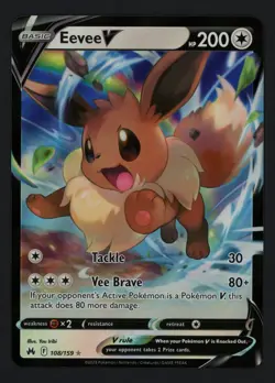 Eevee V 108/159 Crown Zenith Ultra Rare Pokemon TCG - Image 1