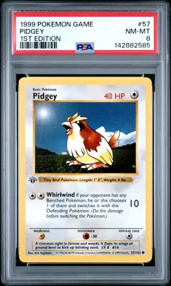 1999 POKEMON GAME 1ST ED #57 PIDGEY PSA 8 - Image 1