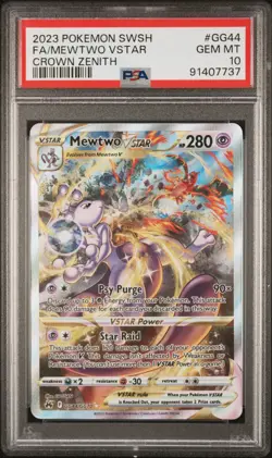 Pokemon Mewtwo VSTAR Crown Zenith Galarian Galarian Full Art #GG44 PSA 10 - Image 1