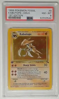 1x V0115: 1999 Kabutops - 9/62 - Holo - Fossil - 1st - PSA: 8: NM-MT: 62553544 - Image 1