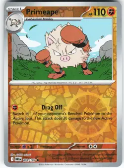Primeape 091/182 Pokemon SV10: Destined Rivals Reverse Holo Common NM - Image 1